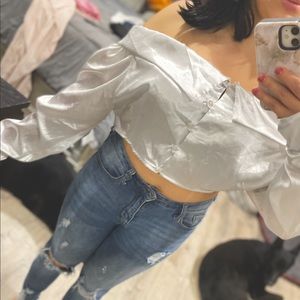 Off the shoulder satin top